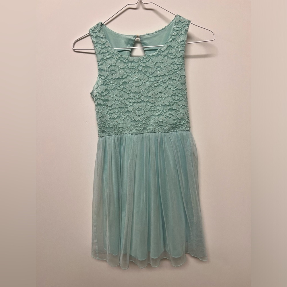 SPEECHLESS KIDS SLEEVELESS TULLE MESH GIRLS  PARTY  DRESS. MINT GREEN.  SIZE  14